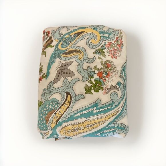 Pottery Barn Other - Pottery Barn Reza FULL QUEEN Duvet Cover Palampore Ivory Blues Greens Reds